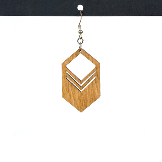 Hexagon Arrow Wood Earring