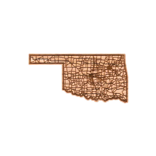 Oklahoma Highway Map Wood Sticker
