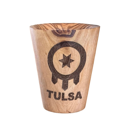 Tulsa Flag Wood Shot Glass